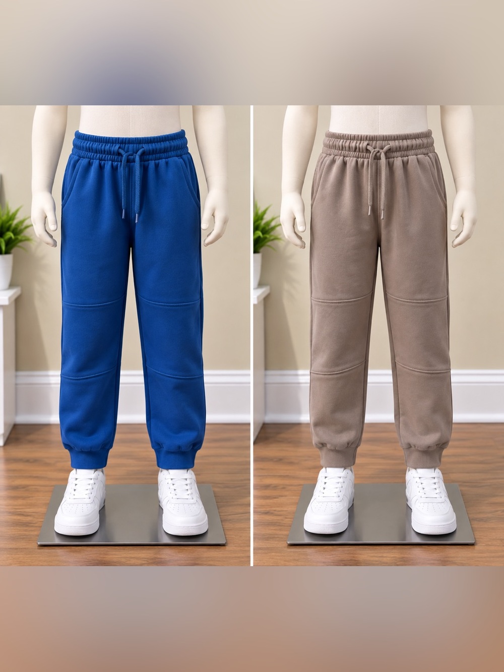 OSH KOSH Blue & Tan Boys Joggers Kids size 8 Lot of 2